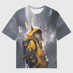 Мужская футболка оверсайз Девчонка идущая в школу