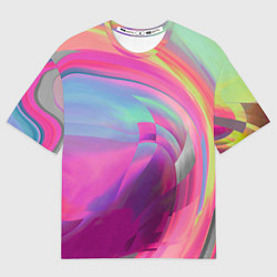 Мужская футболка оверсайз Неоновая геометрическая абстракция