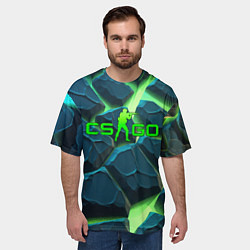 Футболка оверсайз мужская CSGO разлом зеленых плит, цвет: 3D-принт — фото 2