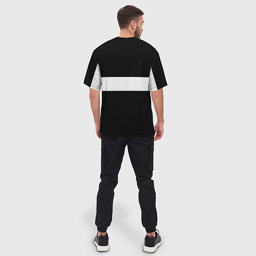 Мужская футболка оверсайз Фольцваген - черный и белый / 3D-принт – фото 4