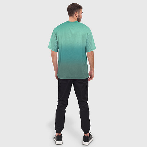 Мужская футболка оверсайз Бирюзовый цвет морской волны / 3D-принт – фото 4