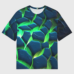 Мужская футболка оверсайз Разломленные зеленые плиты