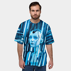 Футболка оверсайз мужская Девушка биоробот среди проводов, цвет: 3D-принт — фото 2