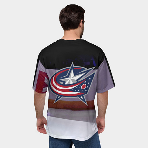 Мужская футболка оверсайз Sergey Bobrovsky - goalkeeper - Columbus blue jack / 3D-принт – фото 4