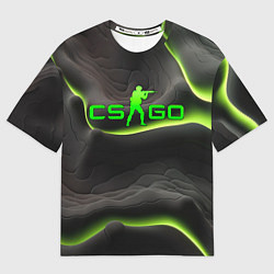 Мужская футболка оверсайз CSGO green black logo