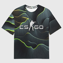 Мужская футболка оверсайз CSGO green dark texture