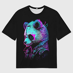 Футболка оверсайз мужская Панда киберпанк, цвет: 3D-принт