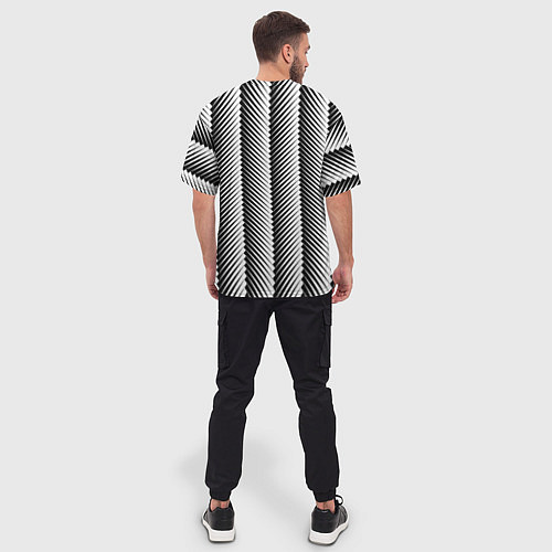 Мужская футболка оверсайз Геометрический узор в елочку / 3D-принт – фото 4