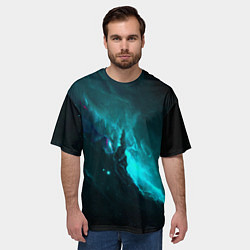 Футболка оверсайз мужская Голубое свечение в космосе, цвет: 3D-принт — фото 2