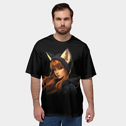 Футболка оверсайз мужская Девушка лиса, цвет: 3D-принт — фото 2