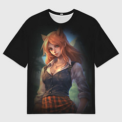 Футболка оверсайз мужская Девушка лисица в школьной форме, цвет: 3D-принт