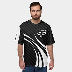 Футболка оверсайз мужская Fox carbon line - white, цвет: 3D-принт — фото 2
