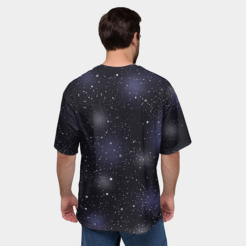 Мужская футболка оверсайз Лиса в красном шарфике под снегом / 3D-принт – фото 4