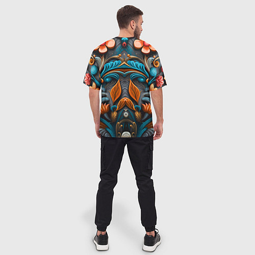 Мужская футболка оверсайз Mirrow floral pattern - art - vogue / 3D-принт – фото 4