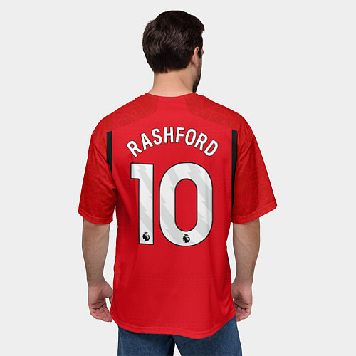 Мужская футболка оверсайз Маркус Рашфорд Манчестер Юнайтед форма 2324 домашн / 3D-принт – фото 4