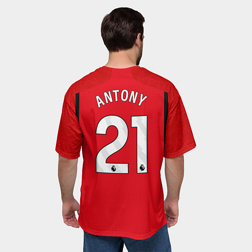 Мужская футболка оверсайз Антони Манчестер Юнайтед форма 2324 домашняя / 3D-принт – фото 4