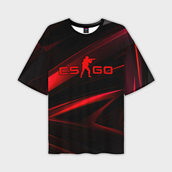 Мужская футболка оверсайз CSGO red black logo