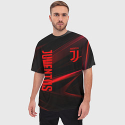 Футболка оверсайз мужская Juventus black red logo, цвет: 3D-принт — фото 2