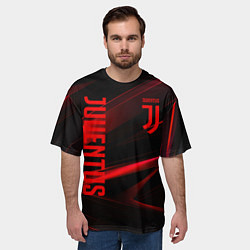 Футболка оверсайз мужская Juventus black red logo, цвет: 3D-принт — фото 2