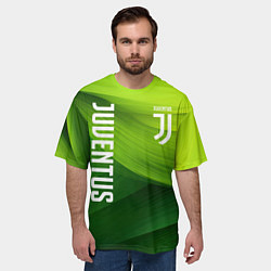 Футболка оверсайз мужская Ювентус лого на зеленом фоне, цвет: 3D-принт — фото 2