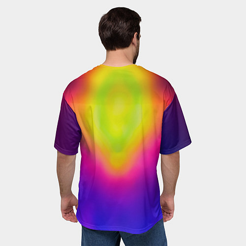 Мужская футболка оверсайз Девушка гимнастка в неоновом зале / 3D-принт – фото 4