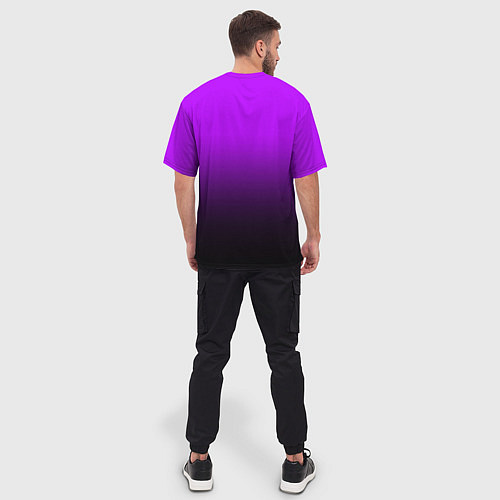 Мужская футболка оверсайз Градиент фиолетово-чёрный / 3D-принт – фото 4