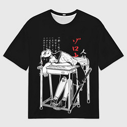 Мужская футболка оверсайз Аниме школьница с мечом