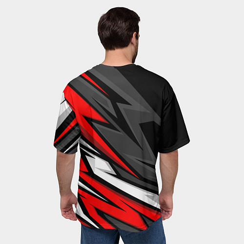 Мужская футболка оверсайз Kawasaki - red uniform / 3D-принт – фото 4