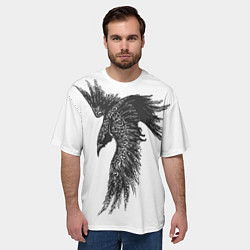 Футболка оверсайз мужская Чёрный ворон с рунами, цвет: 3D-принт — фото 2