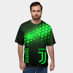 Футболка оверсайз мужская Juventus green logo neon, цвет: 3D-принт — фото 2
