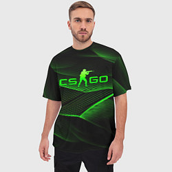Футболка оверсайз мужская CSGO green abstract lines, цвет: 3D-принт — фото 2