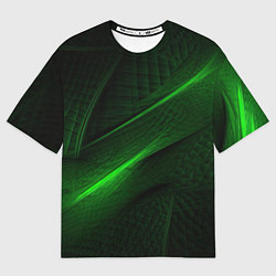 Футболка оверсайз мужская Green neon lines, цвет: 3D-принт