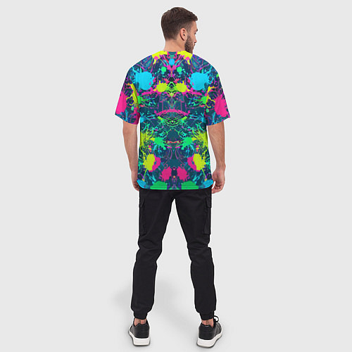 Мужская футболка оверсайз Colorful blots - expressionism - vogue / 3D-принт – фото 4