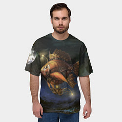 Футболка оверсайз мужская Рыба-дирижабль в ночи, цвет: 3D-принт — фото 2