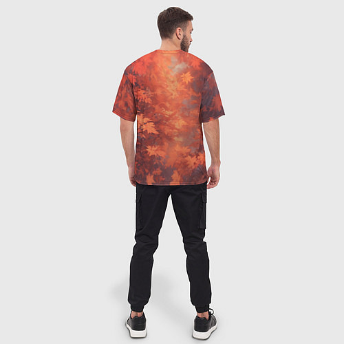 Мужская футболка оверсайз Ксеноморф в осенней листве / 3D-принт – фото 4