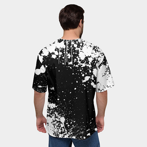 Мужская футболка оверсайз Черный клевер - брызги и бык / 3D-принт – фото 4