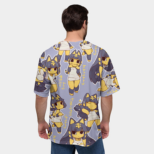 Мужская футболка оверсайз Анкха желтая египетская девушка кошка / 3D-принт – фото 4