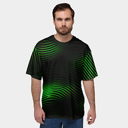 Футболка оверсайз мужская Зеленые тонкие линии, цвет: 3D-принт — фото 2