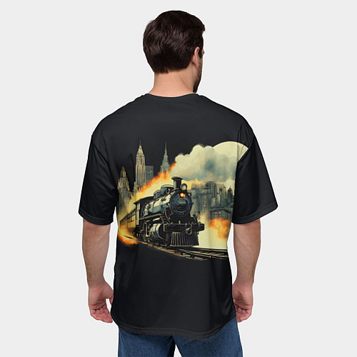 Мужская футболка оверсайз Поезд путешествие / 3D-принт – фото 4