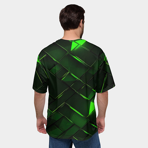 Мужская футболка оверсайз Зеленые элементы абстракция / 3D-принт – фото 4