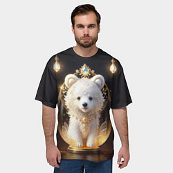 Футболка оверсайз мужская Белый медвежонок с фонариками, цвет: 3D-принт — фото 2
