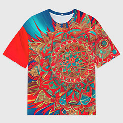 Футболка оверсайз мужская Узор подсолнух, цвет: 3D-принт