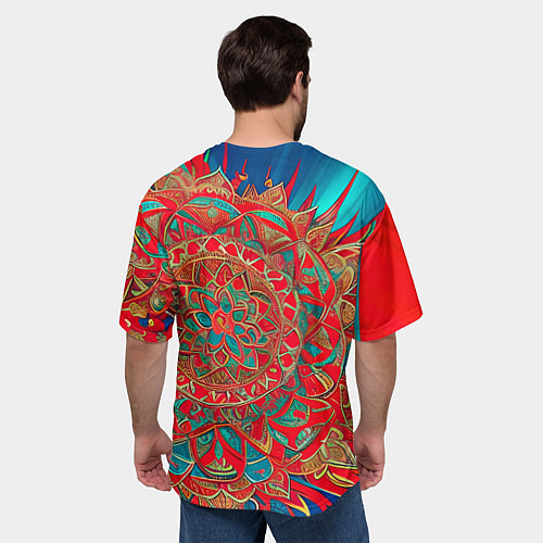 Мужская футболка оверсайз Узор подсолнух / 3D-принт – фото 4