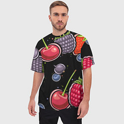 Футболка оверсайз мужская Плоды и ягоды, цвет: 3D-принт — фото 2