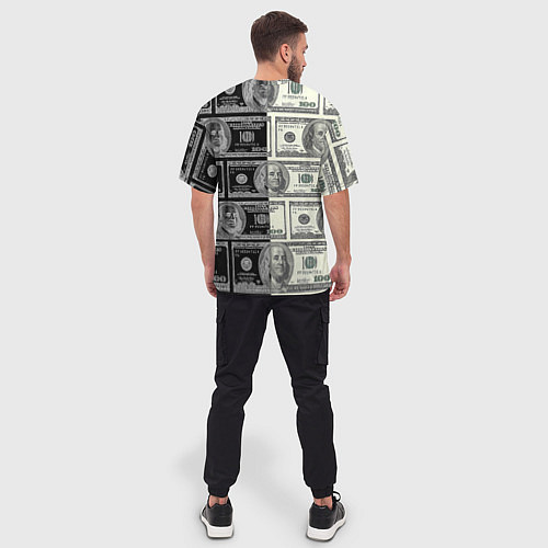 Мужская футболка оверсайз План миллионера на фоне доллара / 3D-принт – фото 4