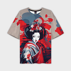 Мужская футболка оверсайз Geisha vector style