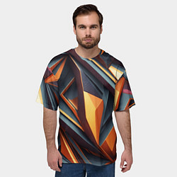 Футболка оверсайз мужская Разноцветная 3D геометрия узоров метавселенной, цвет: 3D-принт — фото 2