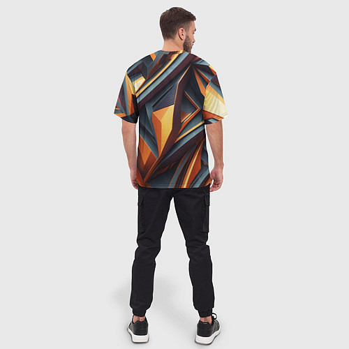 Мужская футболка оверсайз Разноцветная 3D геометрия узоров метавселенной / 3D-принт – фото 4