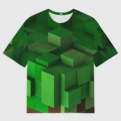 Мужская футболка оверсайз Зелёный блоковый паттерн