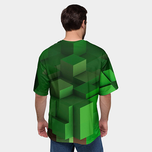 Мужская футболка оверсайз Зелёный блоковый паттерн / 3D-принт – фото 4